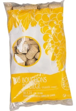 100 Bouchons de liège vin jeune et cidre - 38 X 24