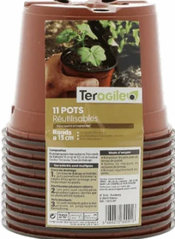 11 pots en plastique ronds de 13 cm avec drainage