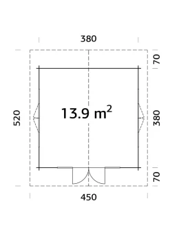 Abri de jardin en bois blanc Irene 13,90 m²