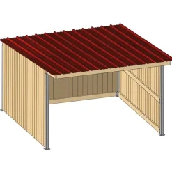 Abri prairie simple pente 4,18x4,18 m clin/bac acier bdx