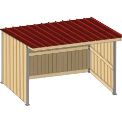 Abri prairie simple pente 3,18x4,18 m planche/bac acier bdx