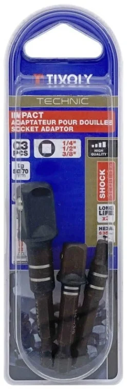 3 adaptateurs HEXA 6,35mm douilles carrées femelle