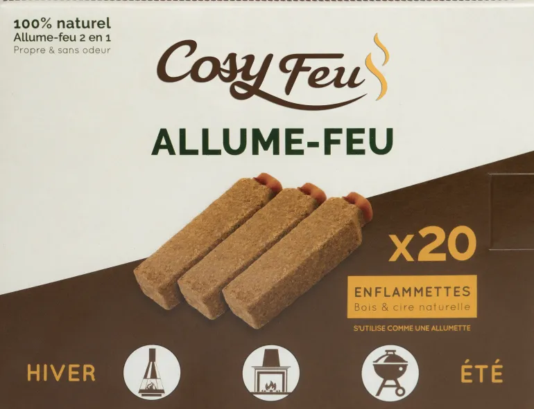 Allume-feu 2 en 1 100% naturel (x20)