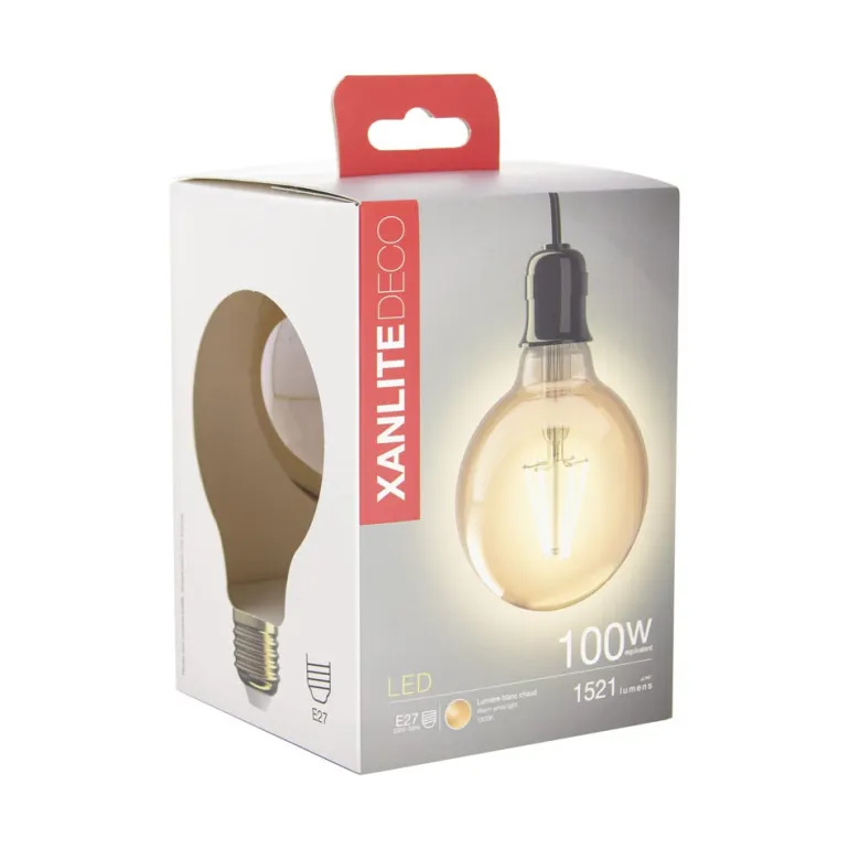 Ampoule filament LED déco G95 E27 1521lm 1800k blanc chaud