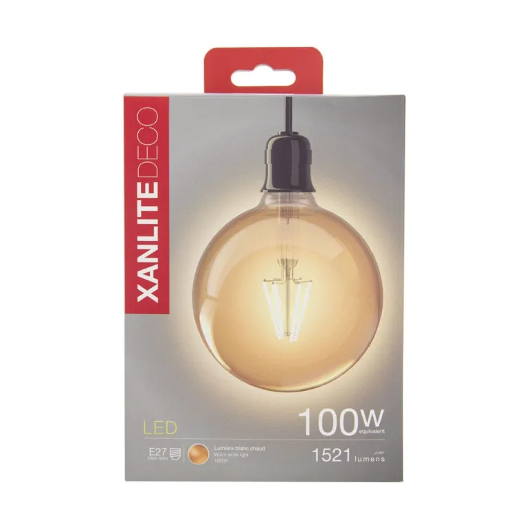 Ampoule filament LED déco G125 E27 1521lm 1800K blanc chaud