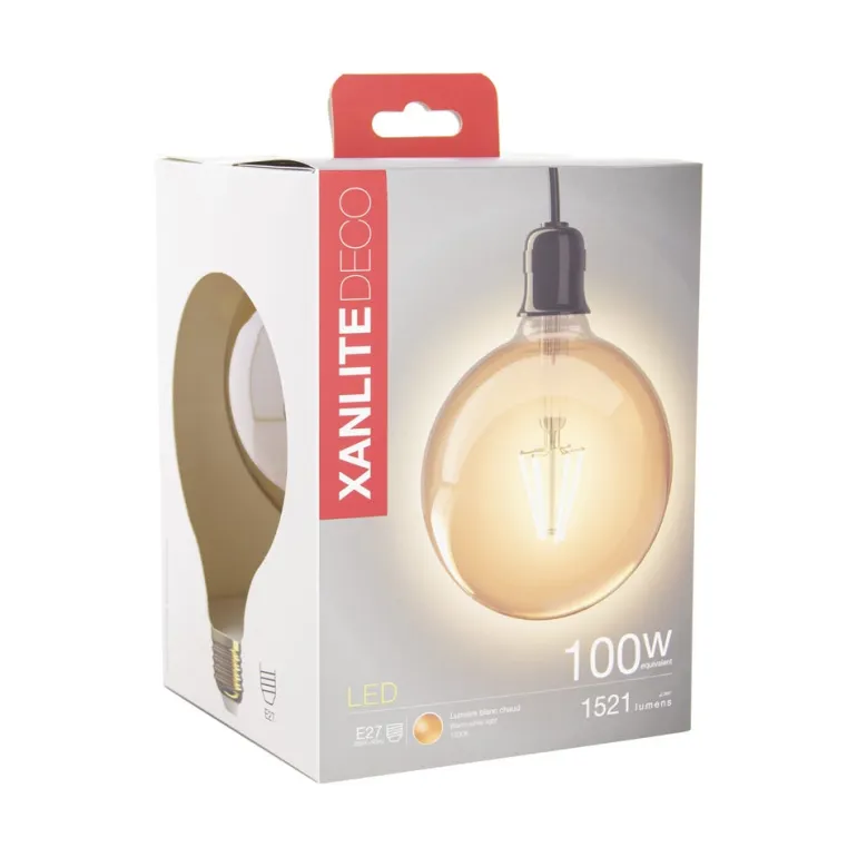 Ampoule filament LED déco G125 E27 1521lm 1800K blanc chaud