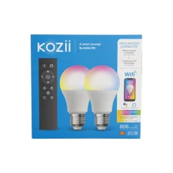 Ampoule LED connectée A60 E27 806lm 9W RVB (x2)+télécommande