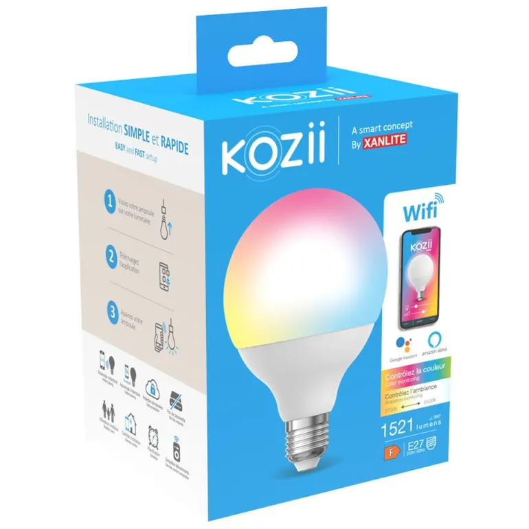 Ampoule LED connectée Kozii G95 E27 1521lm 14W RVB