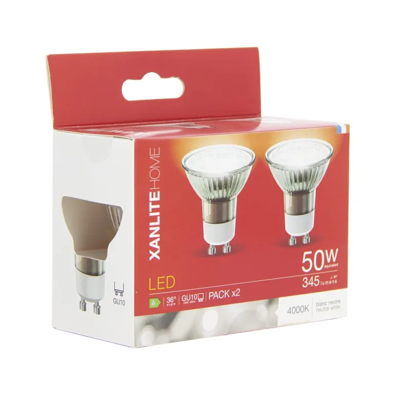 Ampoule LED GU10 345lm 5W 4000K blanc neutre x2