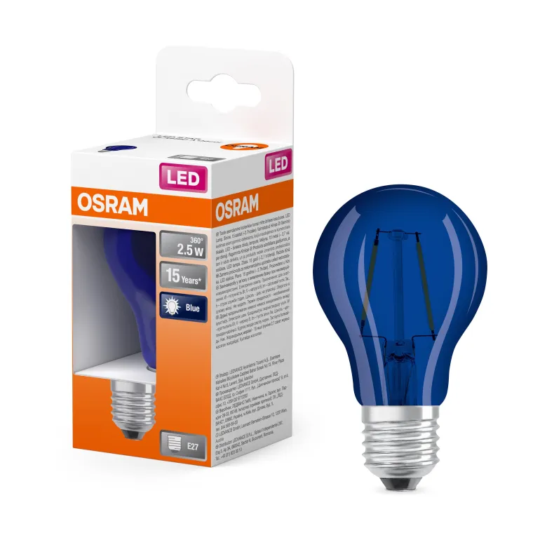 Ampoule Led Standard Verre Bleu Déco 2,5W=15 E27 Chaud