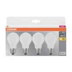 Ampoule standard dépolie 6,5W=60 E27 Blanc chaud (x4)
