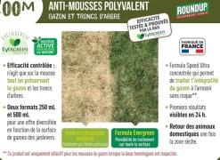 Anti-mousses polyvalent gazon et tronc d'arbre 500ml ROUNDUP