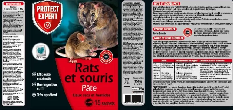 Appât en pâte prêt à l'emploi rats et souris 150g