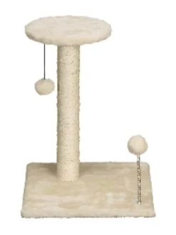 Arbre à chat griffoir arrondi avec jouet intégré écru