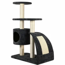 Arbre à chat griffoir avec refuge et 2 plateformes Gris