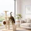 Arbre à chat griffoir avec refuge et 2 plateformes Écru