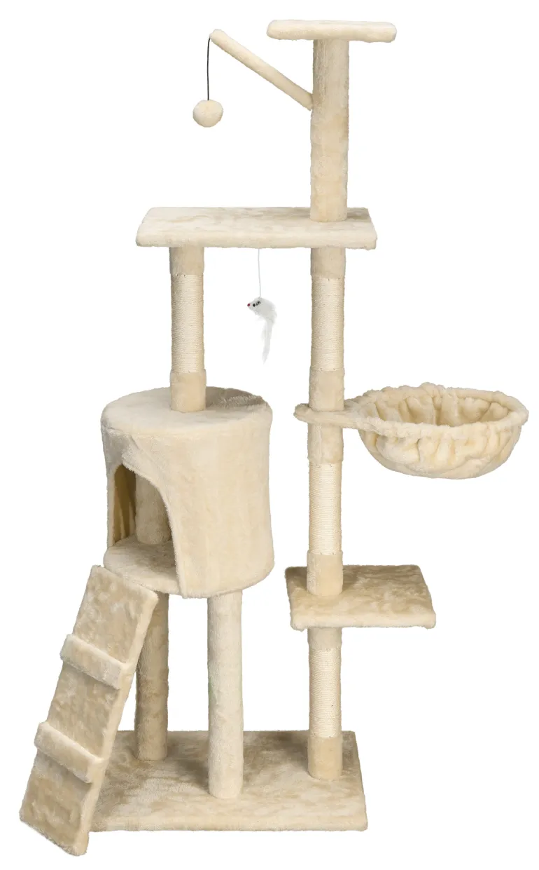 Arbre à chat multi-niveaux avec niche, hamac et griffoirs