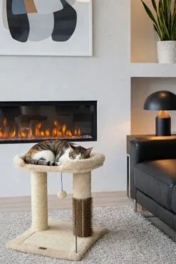 Arbre à chat à plateforme - jouet, griffoir, grattoir Écru