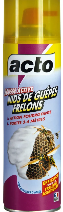 Aérosol mousse active nids de guêpes/frelons 500 ml ACTO