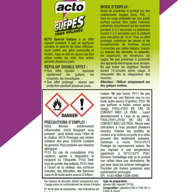 Aérosol spécial guêpes et insectes volants 400 ml