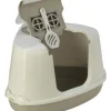 Bac à litière d'angle en plastique taupe/blanc Cosy Corner