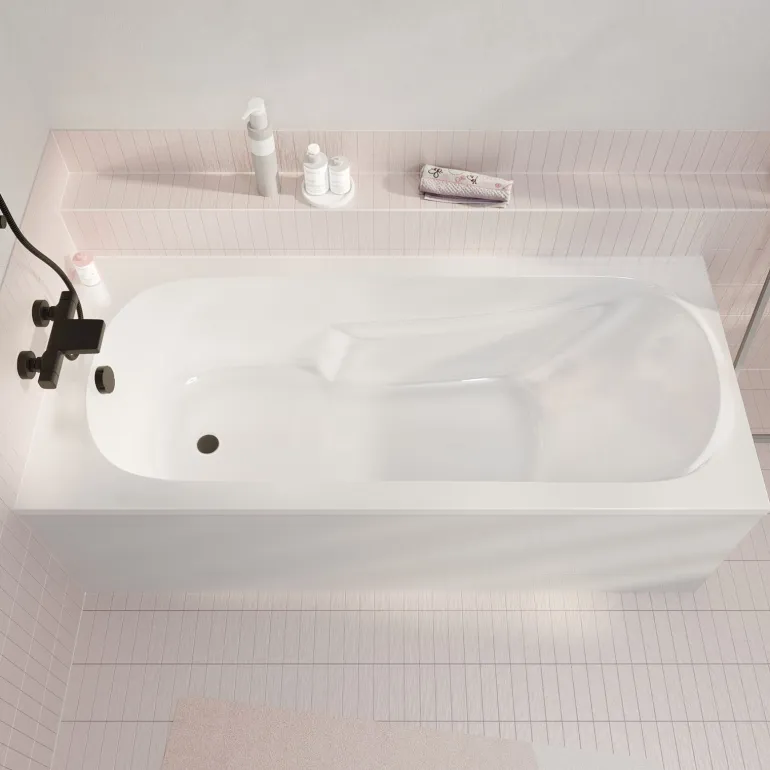 Baignoire rectangulaire Aquae Round 170x75 x 52-54cm blanc