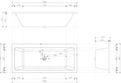 Baignoire rectangulaire Edena Duo Square 180x80 x 52-54cm