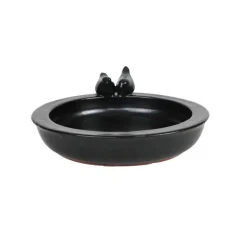 Bain d'oiseaux rond gris anthracite