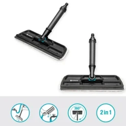 Balai lave-vitre avec raclette et microfibre Cleansystem