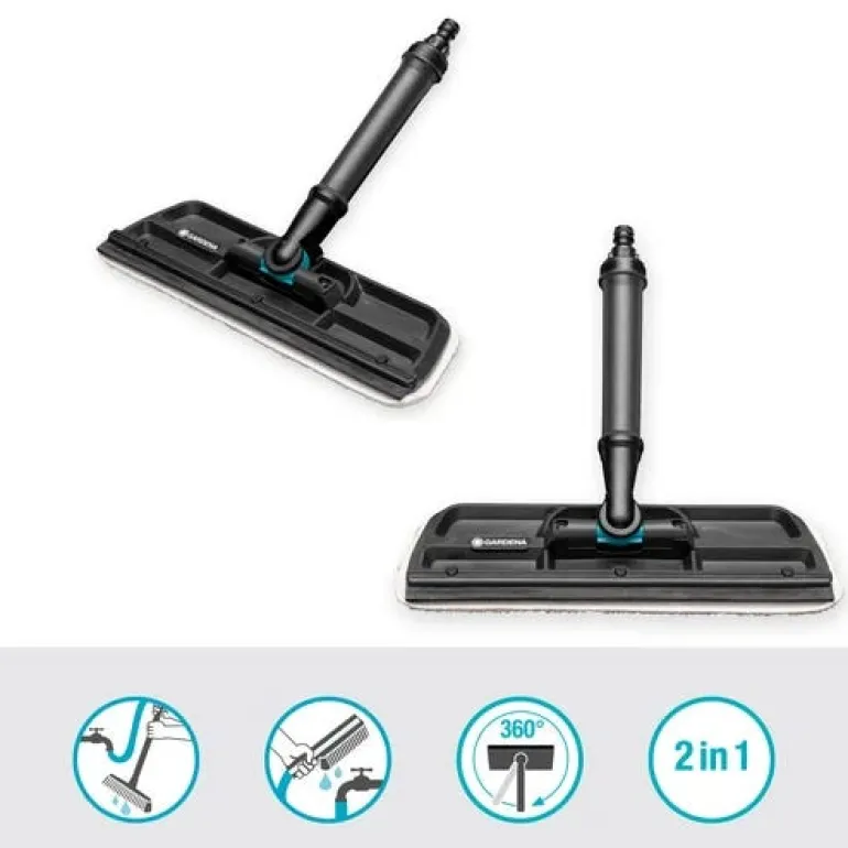 Balai lave-vitre avec raclette et microfibre Cleansystem