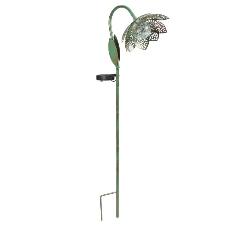 Balise solaire Fleur Damasque lotus Vert de gris