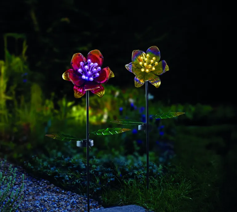 Balise solaire Globloom Rose 10 LED blanc froid - A l'unité