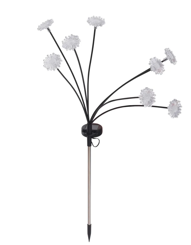 Balise solaire 8 tiges Fleurs Blanc chaud