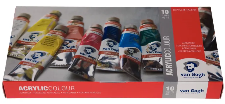 Base couleurs acryliques avec 10 couleurs en tube de 40 ml