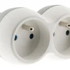 Biplite 2 prises 16A façade blanc/gris bolea