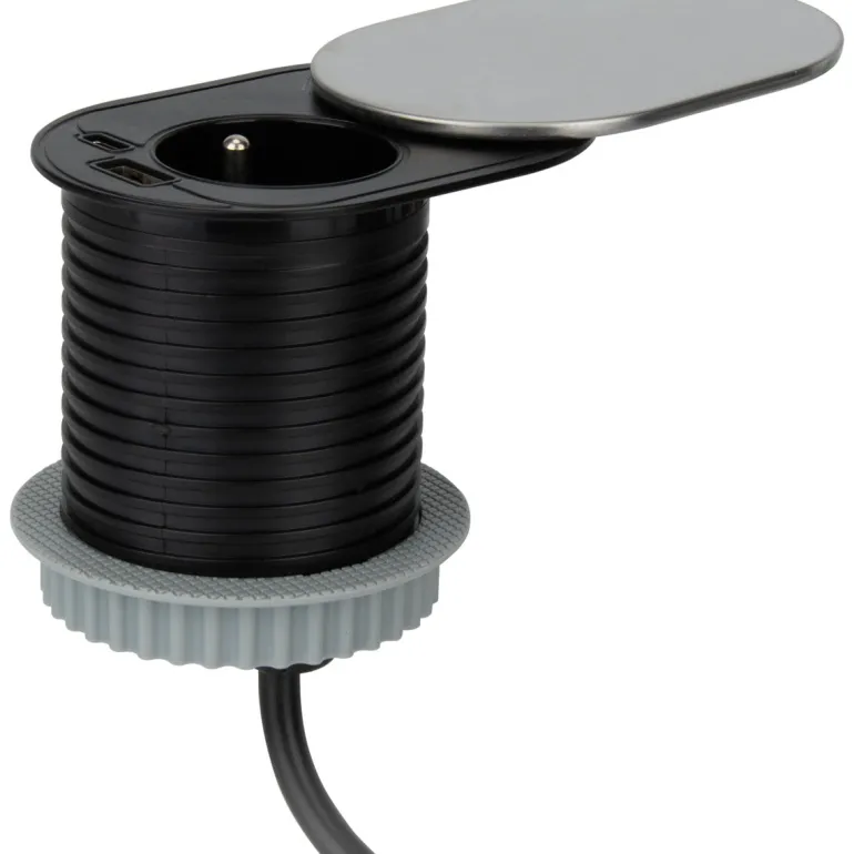 Bloc Gliss encastrable 16A + USB A+C 1,90m inox OTIO