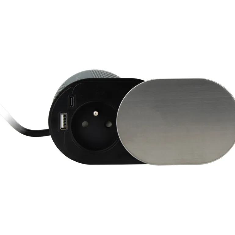 Bloc Gliss encastrable 16A + USB A+C 1,90m inox OTIO