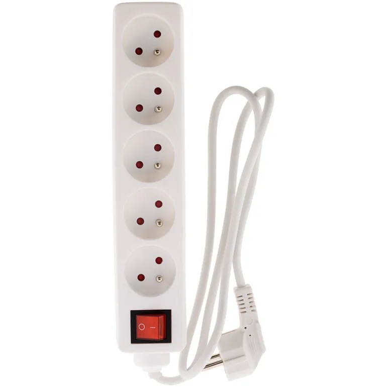 Bloc 5 prises 16A 2P+T 1m blanc avec interrupteur ZENITECH