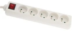 Bloc 5 prises 16A 2P+T 1m blanc avec interrupteur ZENITECH