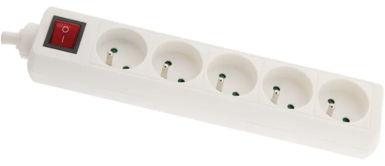Bloc 5 prises 16A 2P+T 1m blanc avec interrupteur ZENITECH