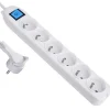 Bloc 6 prises fiche plate blanc