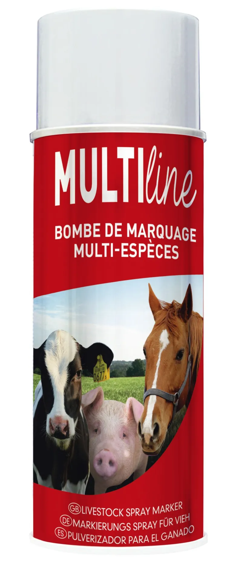 Bombe à marquer multi-espèces Multi Line rouge 500ml