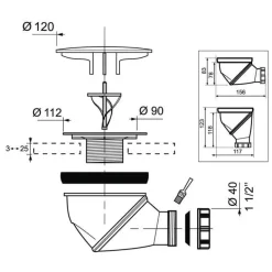 Bonde de douche James Ø90mm avec dôme chromé sortie Ø40mm