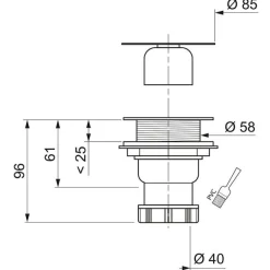 Bonde de douche Ø60mm sortie verticale WIRQUIN