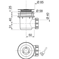 Bonde de douche Tourbillon Ø60mm grille ABS chromé WIRQUIN