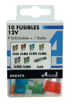 Boîte de 10 Fusibles assortis + 1 Pince