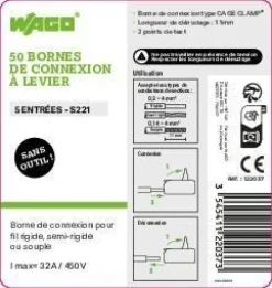 Boîte de 40 bornes 5 entrées série 221 WAGO