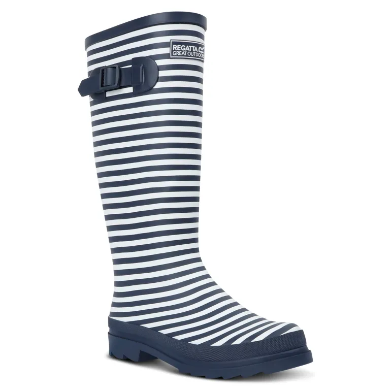 Bottes en caoutchouc rayées bleu/blanc RWF839 pour femme