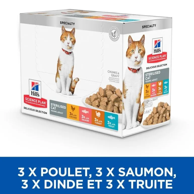 Bouchée pour chat stérilisé multi-pack 4 variétés 12x85g