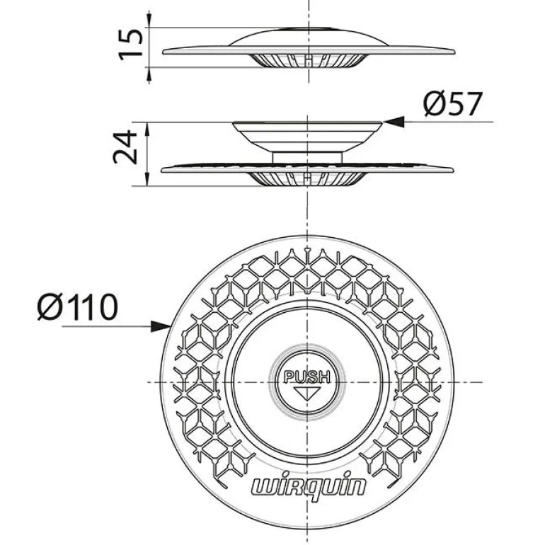 Bouchon universel 2 en 1 Uppy noir Ø110mm WIRQUIN